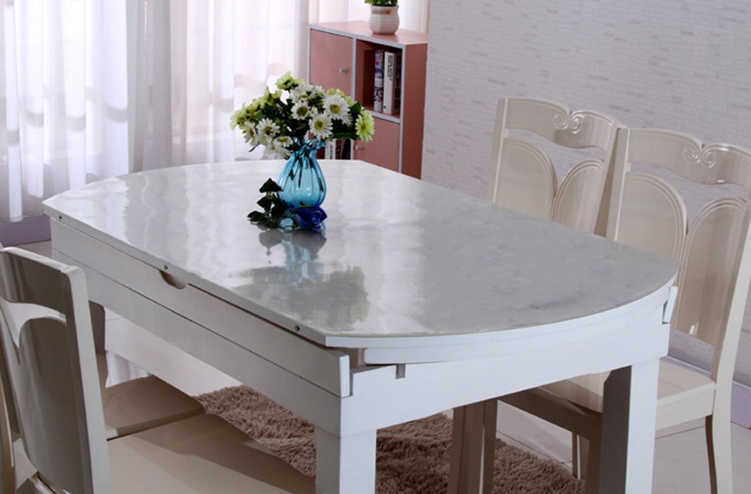 Icegrey Floral Plastic Table Cover - Transparent Kitchen Table Protector Pad, 1.5mm Thick, 33x54 Inches - Waterproof & Stain-Resistant for Dining, Parties, Picnics & Home Decor
