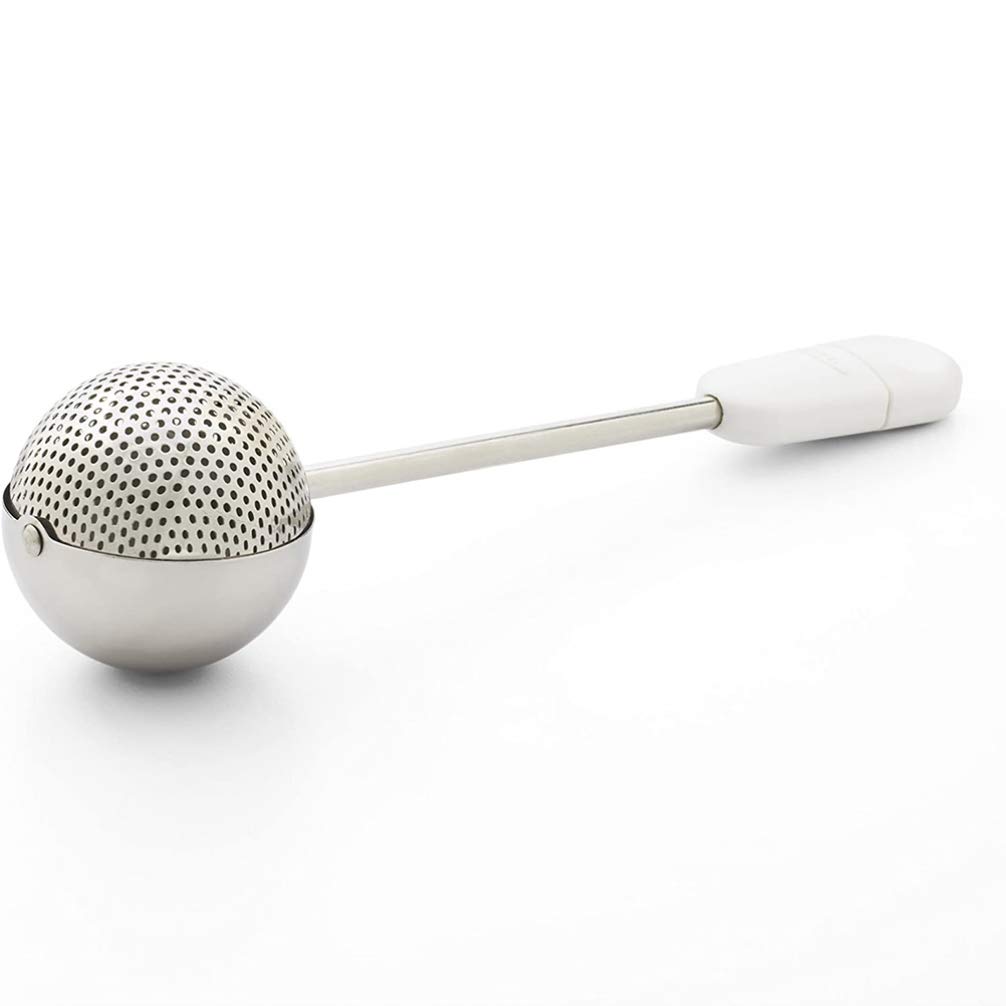 ULTECHNOVO Fine Mesh Stainless Steel Tea Strainer - Rotating Handle Tea Infuser for Loose Leaf Tea, Flour Sifter - Perfect for Tea Brewing, Baking & Kitchen Use (White)