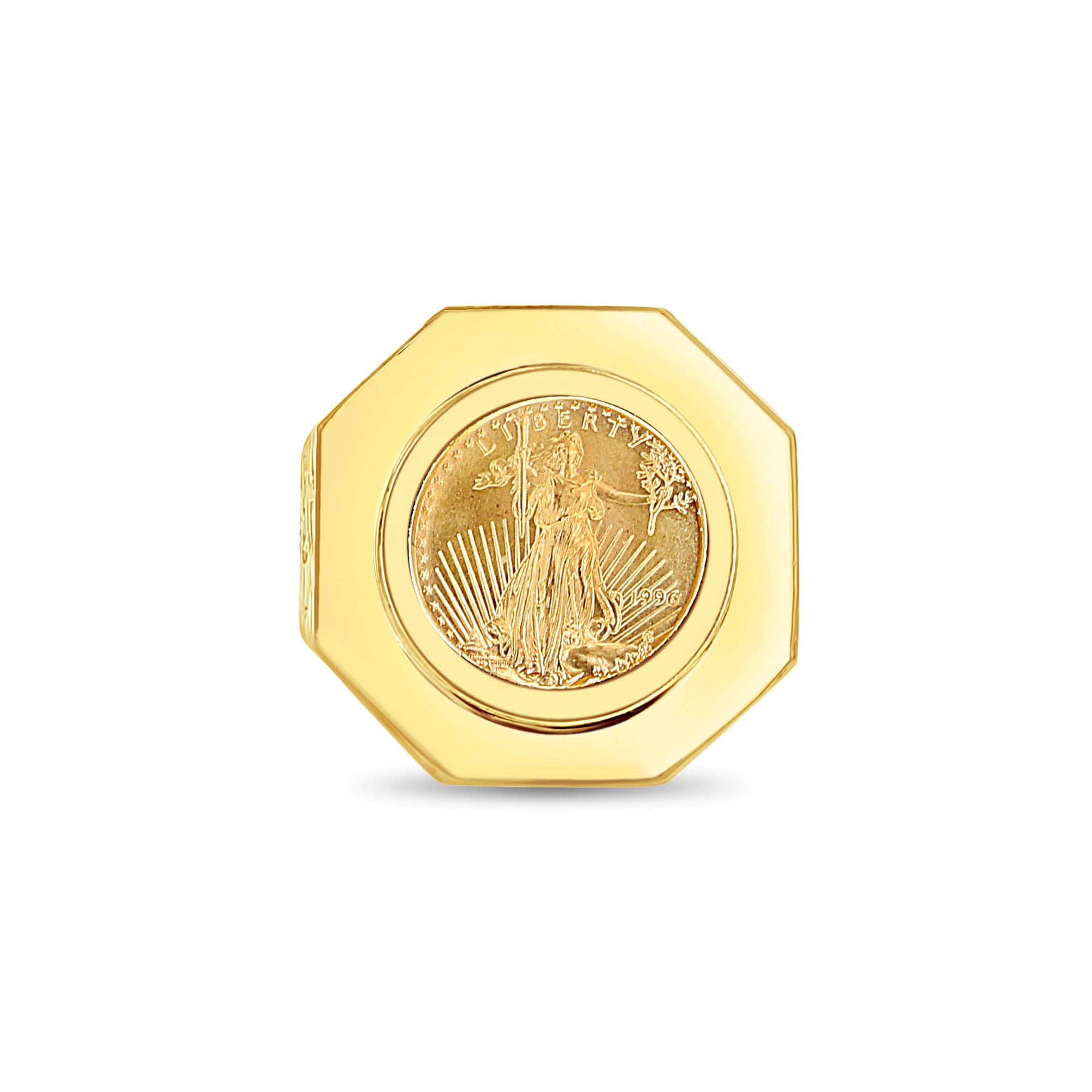 1/10OZ Lady Liberty Coin Ring - Octagon Bezel & Nugget Band - Unique Silver Jewelry for Women - Perfect for Gifts, Weddings & Special Occasions
