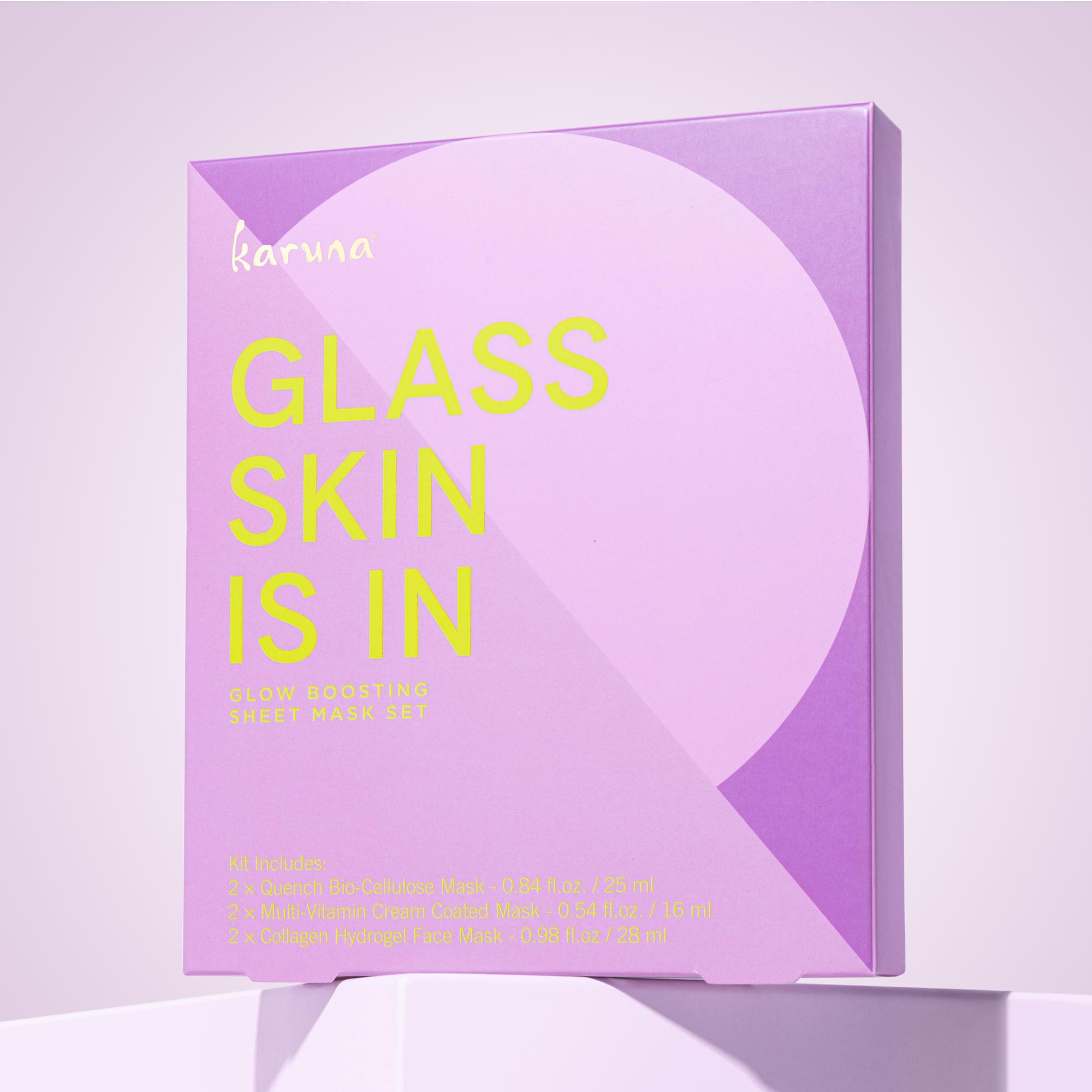 Karuna Glass Skin Glow Boosting Sheet Mask Set - Hydrating & Brightening Facial Treatment for Radiant Skin | Perfect for Spa Nights & Self-Care Routines