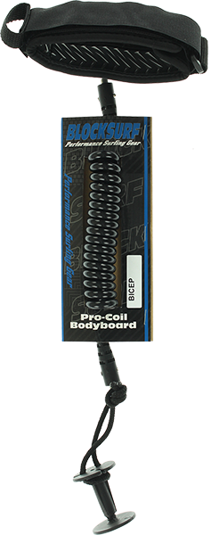 Block Pro Coiled Bicept Bodyboard Surfboard Leash - Premium Black Bungee Cord for Bodyboarding, Surfing & Water Sports | Secure Your Board in Waves & Strong Currents