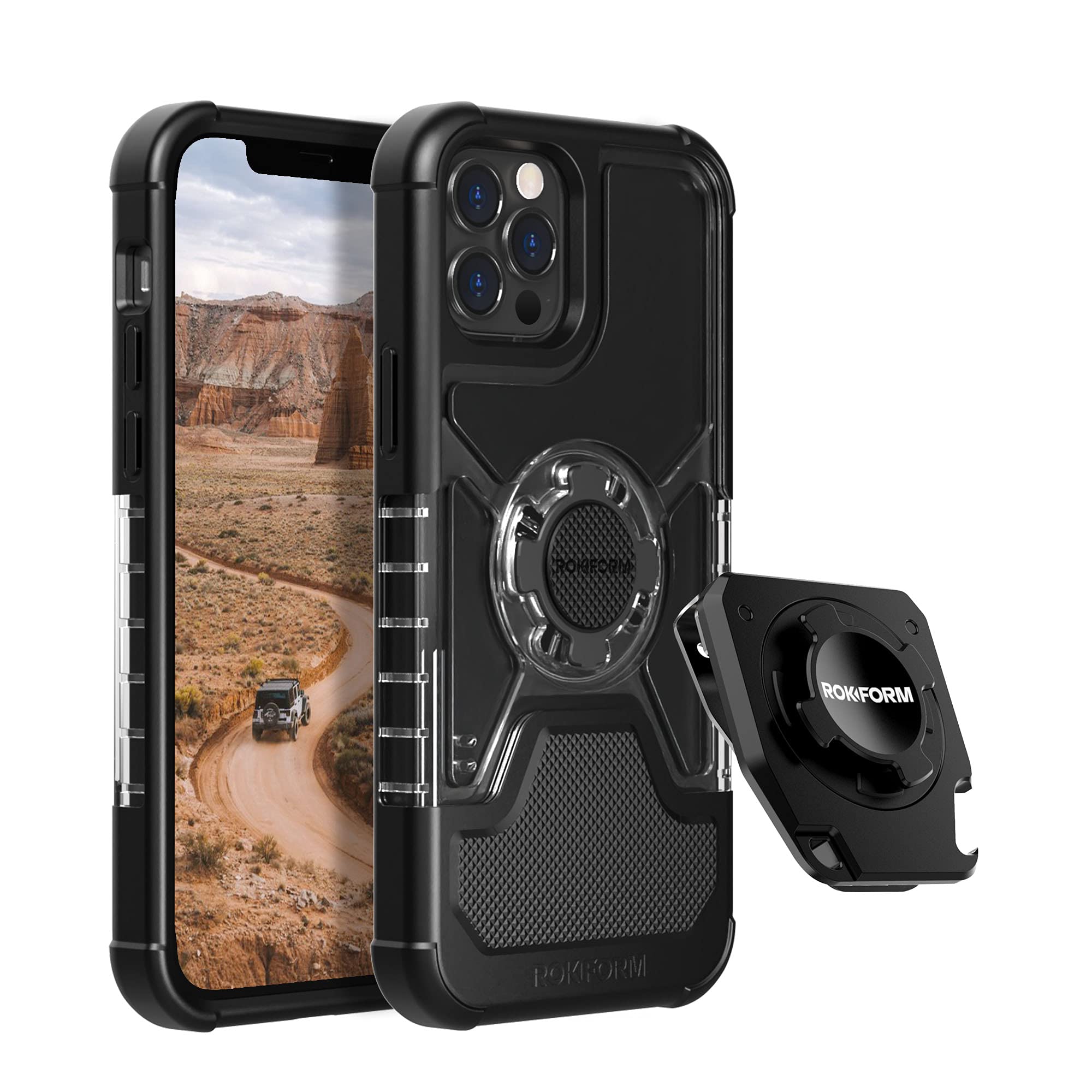 Rokform Crystal Clear Case for iPhone 12 Pro Max with Belt Clip & Adjustable Stand - Protective Cover for Outdoor Sports, Gym Workouts & Daily Use