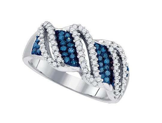 10K White Gold Blue Diamond Women's Ring - 1/2 Carat TW | Elegant Solitaire Engagement Ring for Women, Perfect for Proposals, Anniversaries & Special Occasions