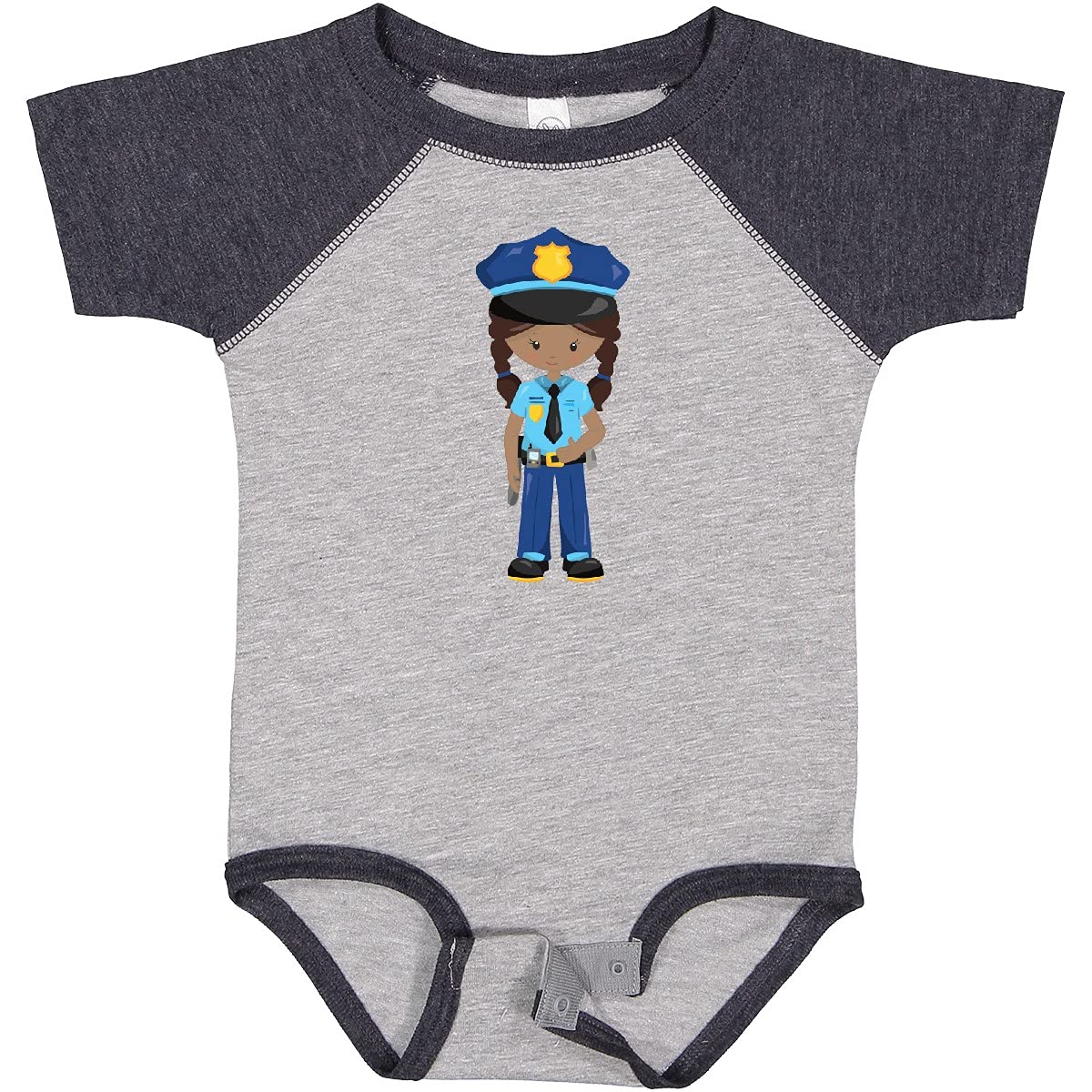Inktastic African American Girl Police Officer Baby Bodysuit - Cute Infant Outfit for Law Enforcement Appreciation & Everyday Wear