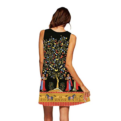 Women's Loose Summer Dresses - Casual Vintage Boho Sleeveless Beach Mini Dress with Floral Print | Perfect for Beach Vacations, Music Festivals & Summer Outings