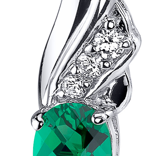1 Carat Oval Emerald Pendant in Sterling Silver - Elegant Jewelry for Women, Perfect for Gifts, Weddings & Special Occasions
