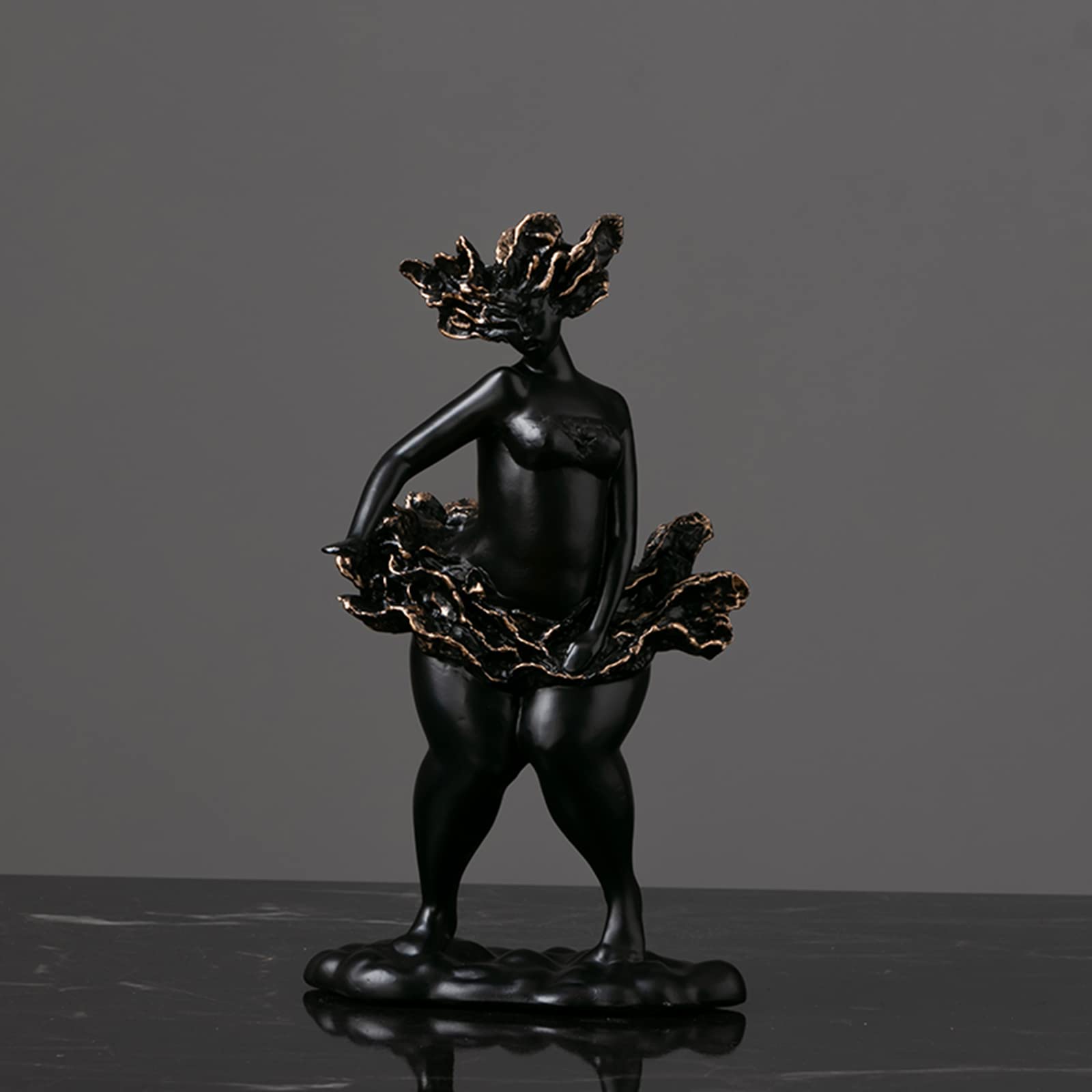BEFASYY Fat Lady Figurine - Dancing Girl Statue Sculpture, Modern Home Decor for Living Room, Bedroom & Office - Black 02 | Perfect for Shelf Display, Gift Giving & Boho Interior Design