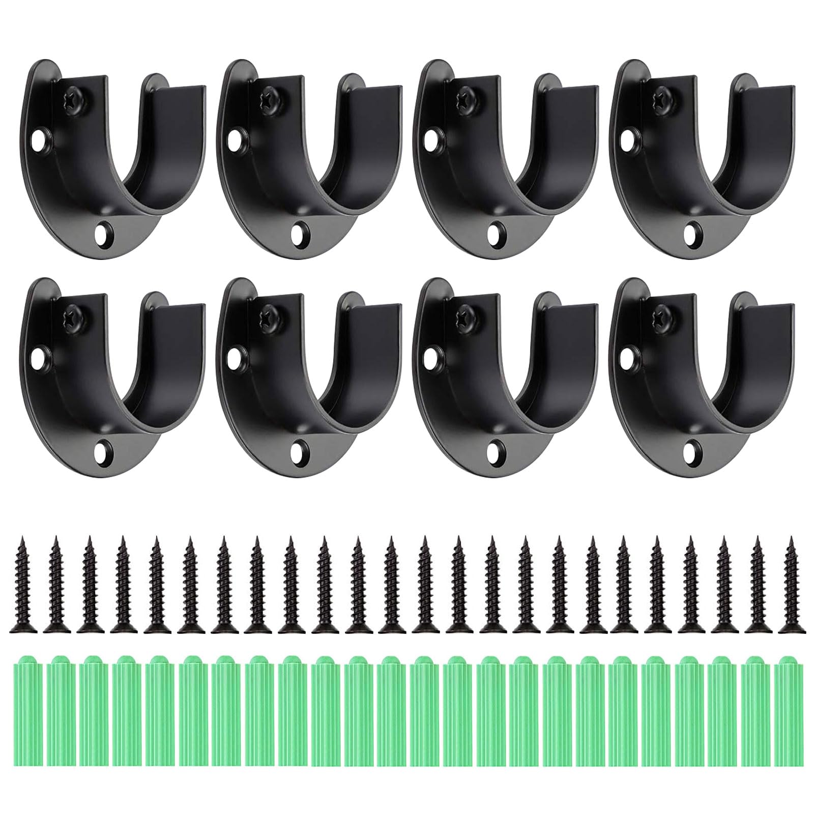 8 Pack Heavy Duty Stainless Steel Closet Rod Brackets with Screws - 1 Inch Rod Holder for Wardrobe, Curtain & Shower - Durable End Support for Home Organization & Space Saving
