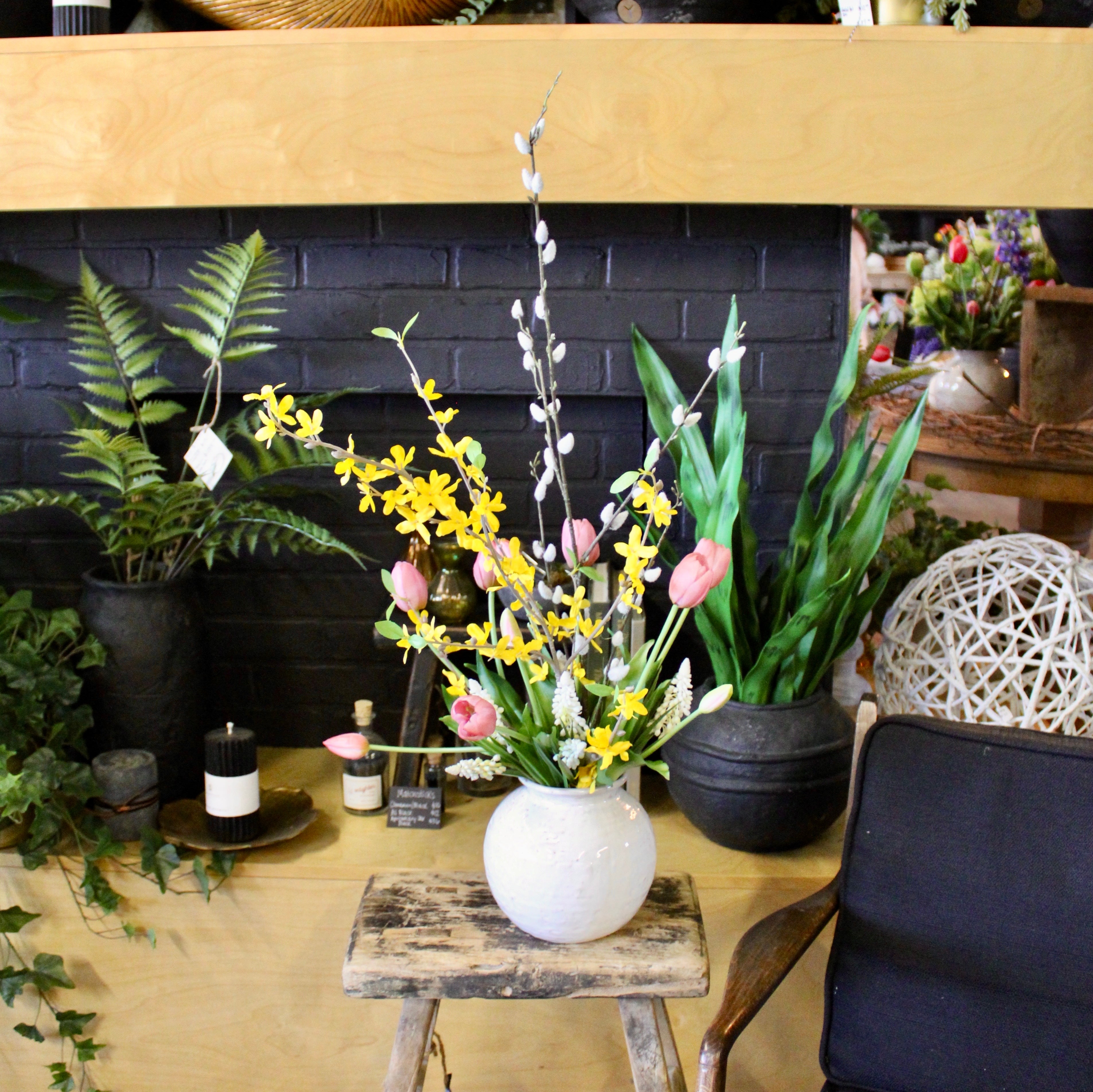 Forsythia & Tulip Bouquet - Fresh Cut Spring Flowers for Home Decor, Wedding Centerpieces, and Gift Giving