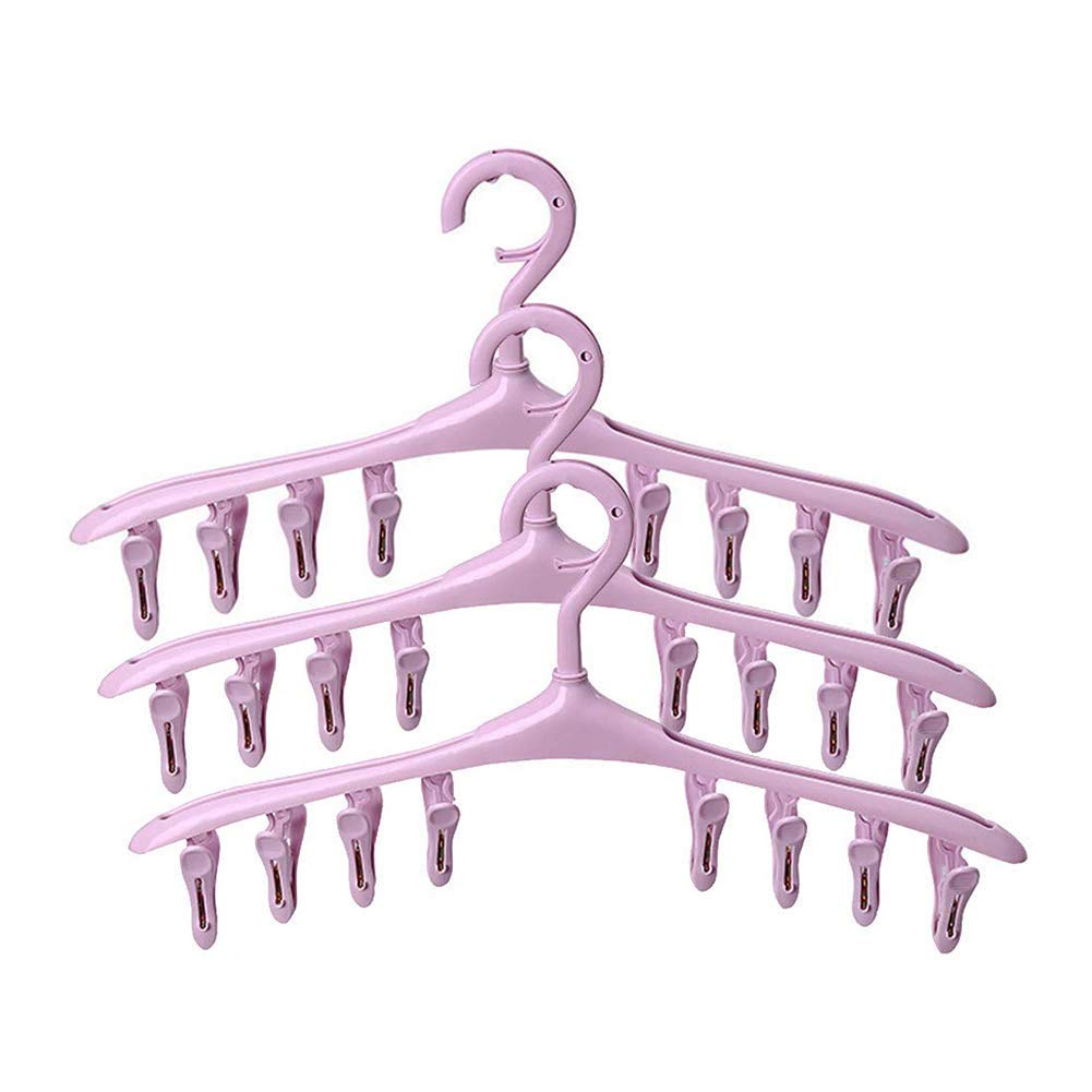 Portable 8-Clip Windproof Laundry Drying Rack - 3 Pack for Socks, Towels, Diapers, Bras & Underwear | Space-Saving Clothes Hanger for Small Apartments, Dorms & Travel