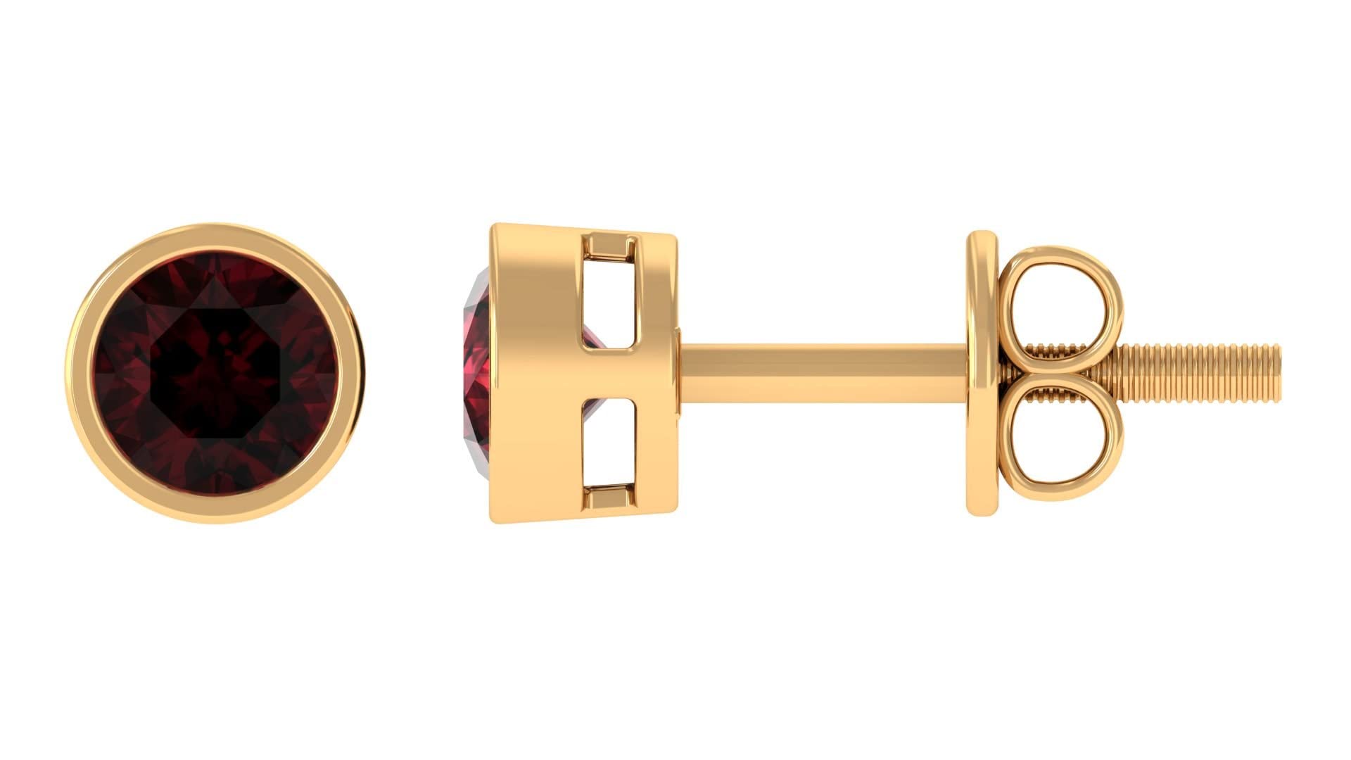 3/4 CT Certified Garnet Stud Earrings for Women - 14K Solid Gold Solitaire Red Garnet Earrings - Perfect for Weddings, Anniversaries & Gift Giving