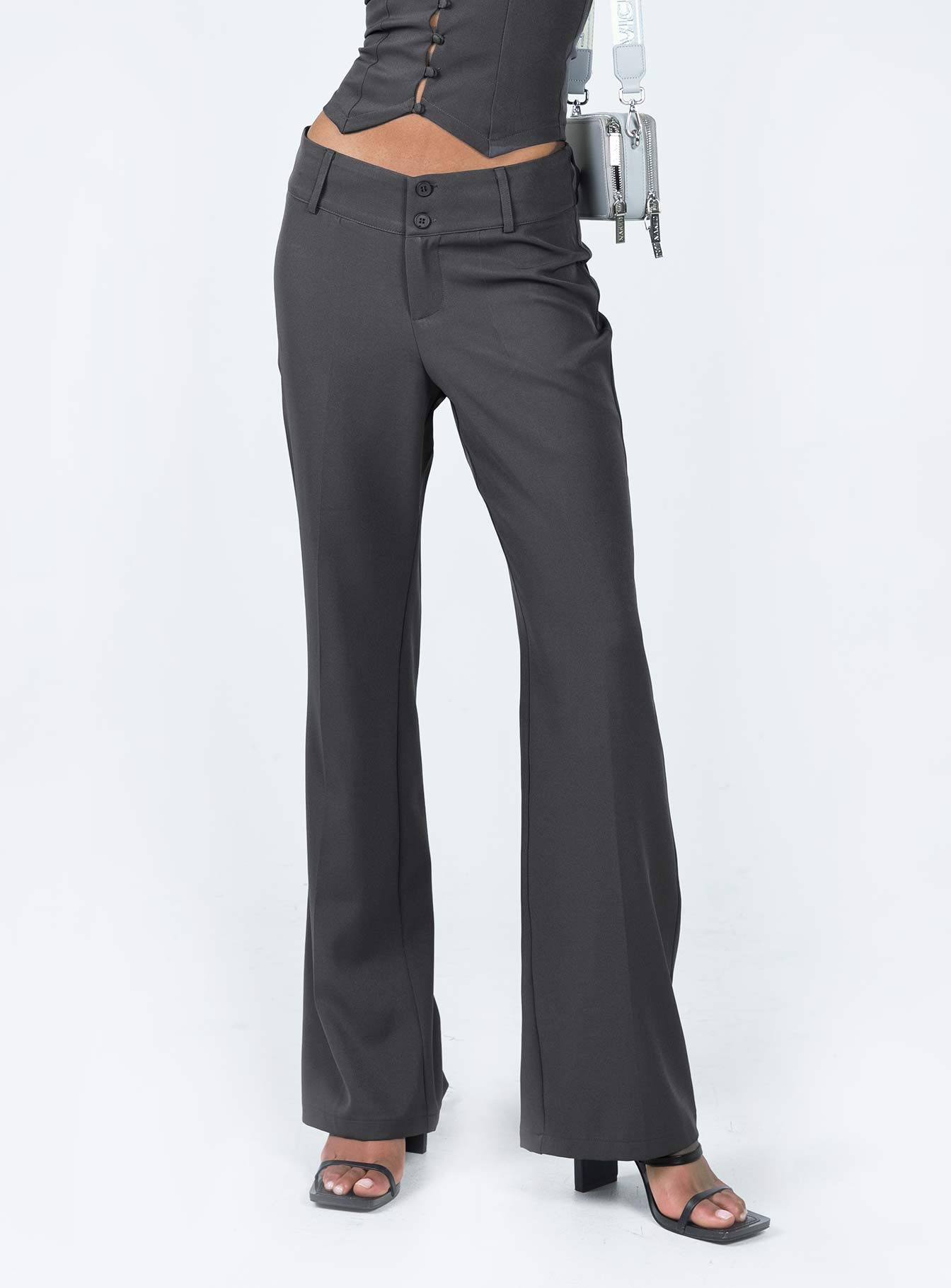 Archette Women's Slim Fit Pant in Slate Gray - Comfortable Stretch Trousers for Office & Business Casual Wear