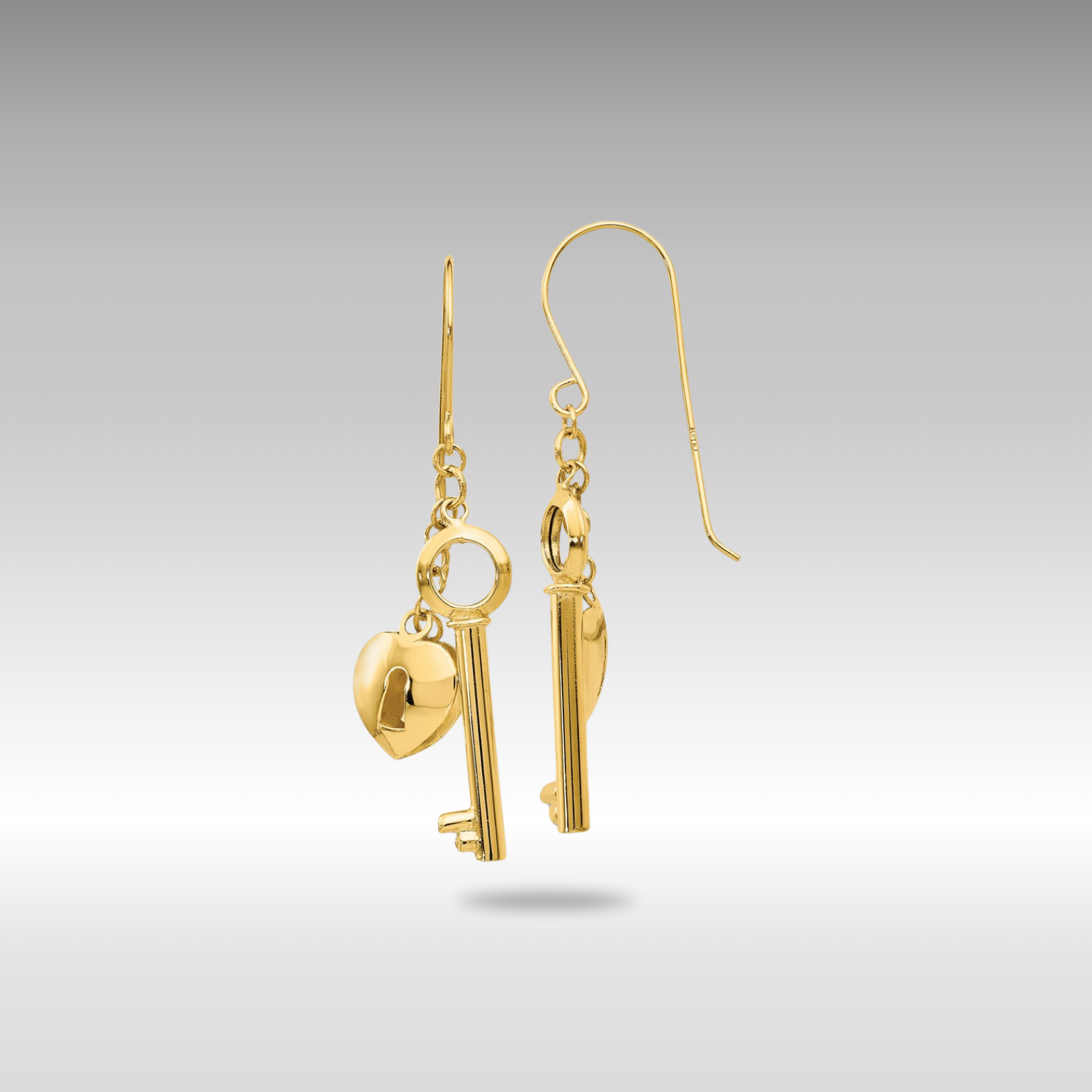 Gold Puff Heart Lock and Key Earrings for Women - Romantic Valentine's Day Gift - 925 Sterling Silver Dangle Earrings TL869 - Perfect for Date Nights, Anniversaries, and Special Occasions