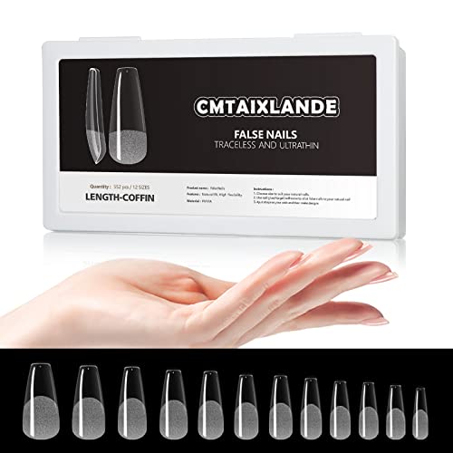 Clear Acrylic Coffin Nail Tips 552pcs - Medium Full Cover Press On Nails for DIY & Salon Use