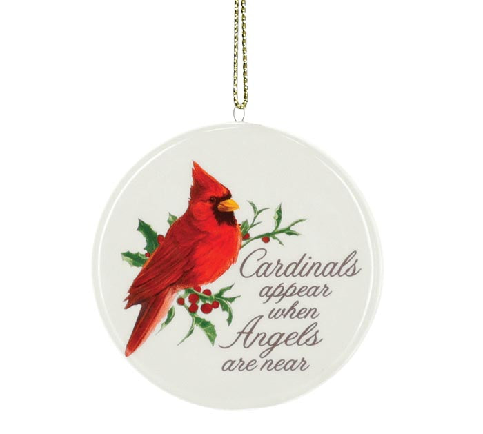 Ceramic Cardinal Ornament - Cardinals Appear When Angels Are Near - Perfect for Christmas Tree Decorations, Holiday Gifts & Home Décor