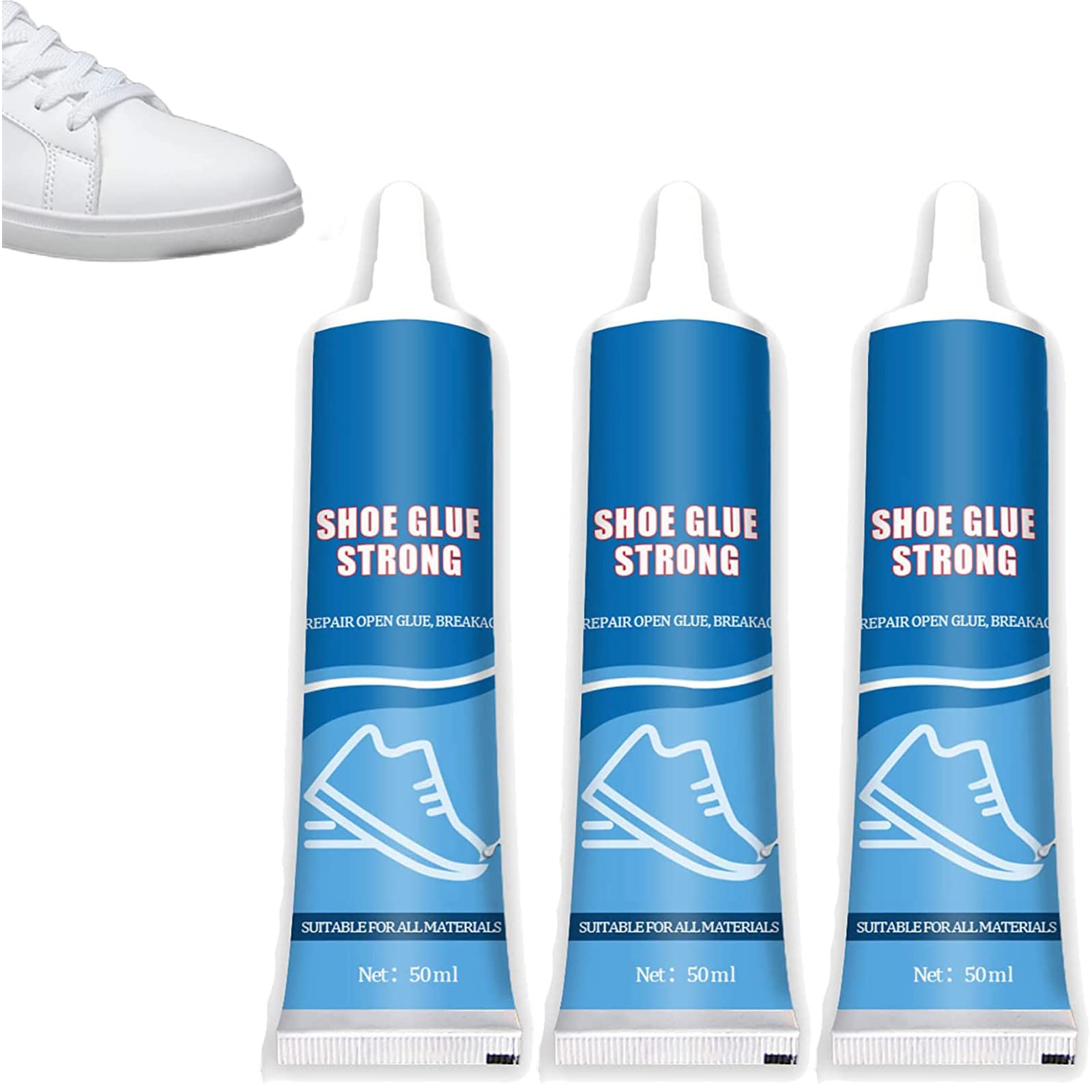 50ml Self-Adhesive Shoemaker Shoe Glue - Waterproof Shoe Repair Adhesive with Strong Bonding & Quick Dry Formula - Fix Worn Shoes, Boots, Sandals & Sneakers (3 Pack) - Perfect for DIY Shoe Repairs, Leather Crafting & Outdoor Gear Maintenance