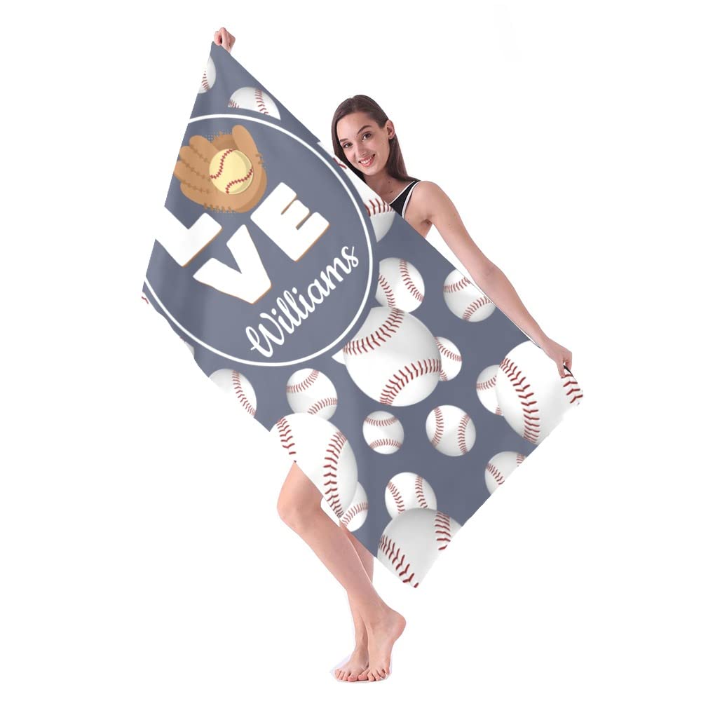Custom Personalized Beach Towels with Name - Quick Dry Absorbent Microfiber Sand Proof Pool Bath Towel 30x60 Inches for Kids, Girls, Boys & Adults - Perfect for Swimming, Beach Trips, Sports Events and Home Decor