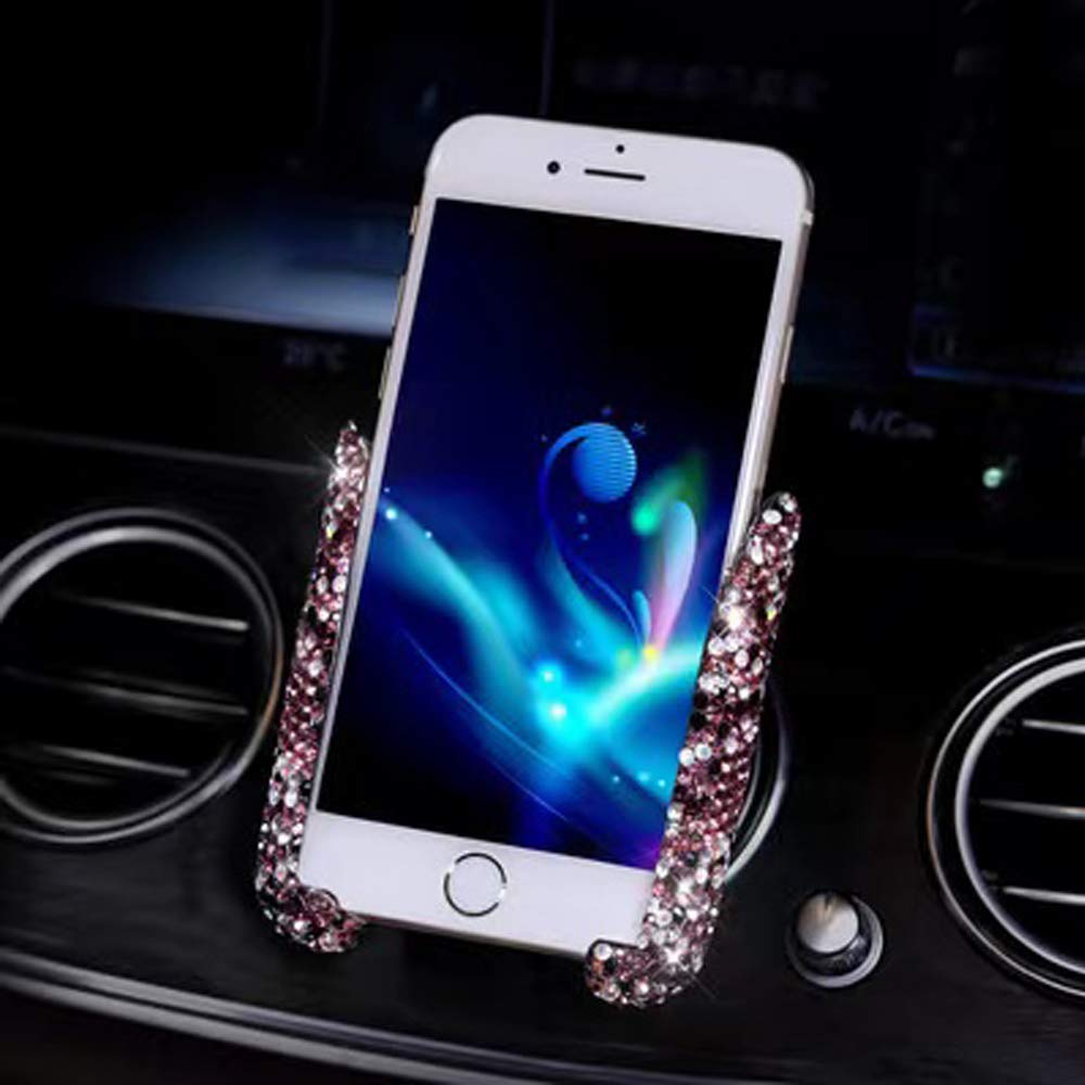 Sparkly Rhinestone Car Phone Holder - Universal Air Vent Mount for Stylish Driving