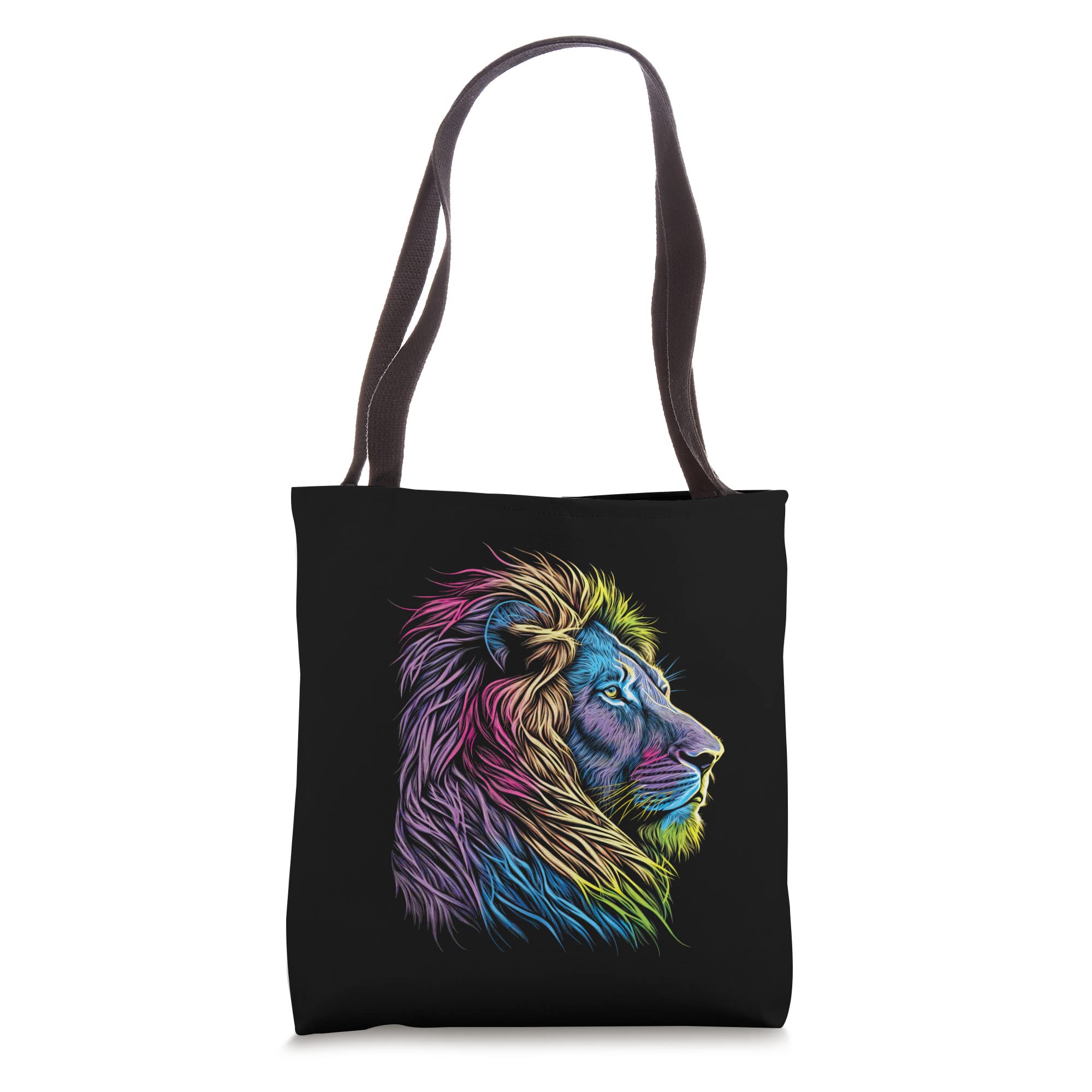 Colorful Lion Print Tote Bag - Large Reusable Shopping Bag for Women, Beach, Grocery & Travel | Eco-Friendly Cotton Canvas Carryall