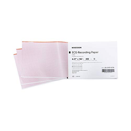 McKesson ECG Recording Paper - Red Grid Thermal Paper, 8.27 x 138 Feet, 200 Sheets per Roll (8 Packs, 1600 Total) - Ideal for Medical ECG Machines & Hospital Monitoring Systems
