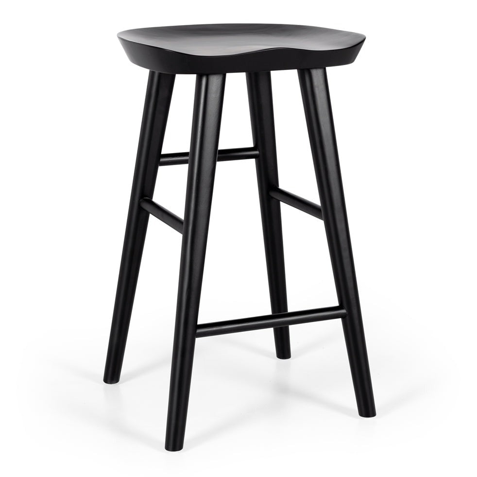 Black Oak Barstool - Rustic Wooden Bar Stool for Kitchen Island, Pub, or Home Bar - High-Quality & Durable Counter Stool