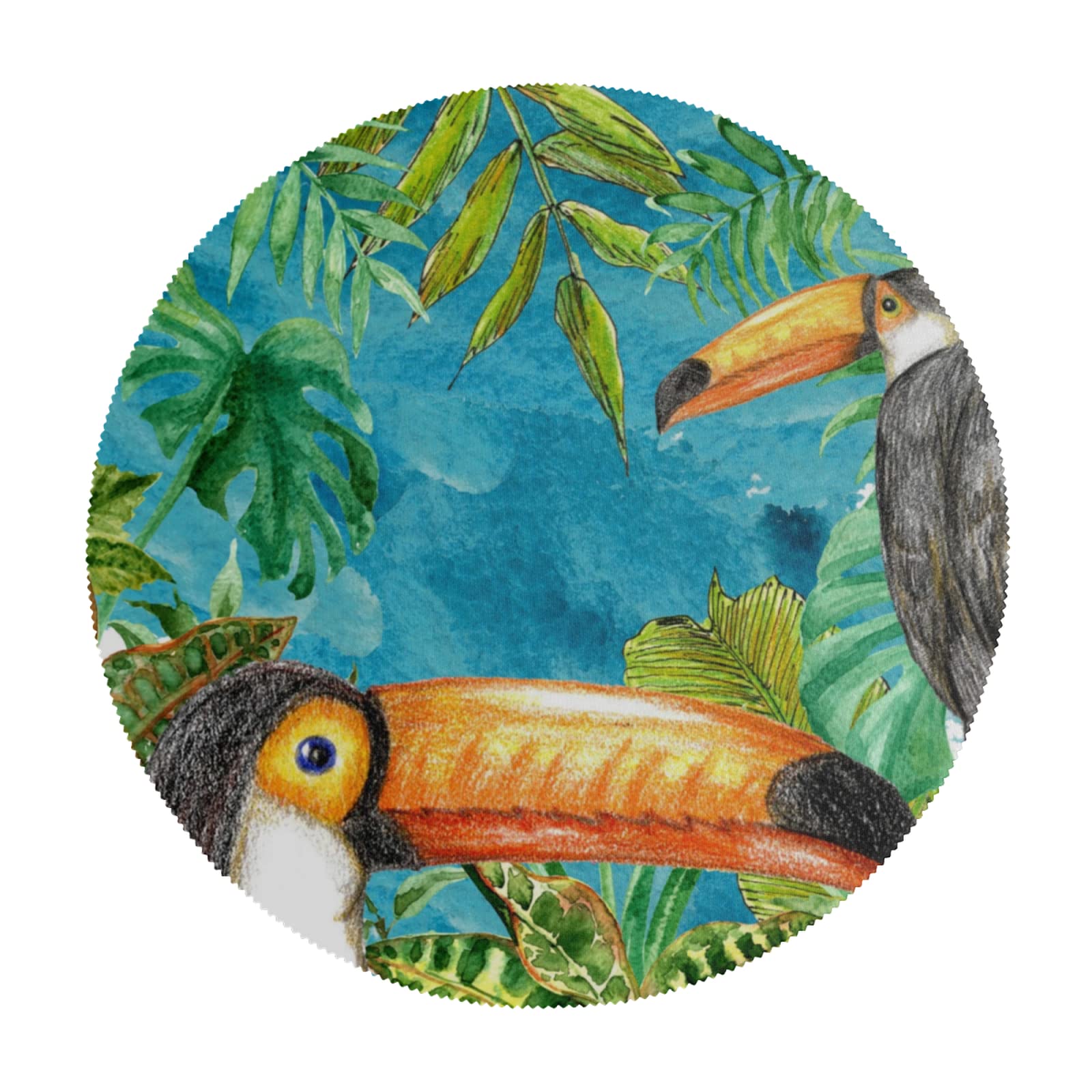 Japanese Style Round Bird Design Placemats - Set of 1 Heat Resistant Non-Slip Dining Table Mats for Indoor & Outdoor Use - Perfect for Beach Picnics, Patio Dining, and Home Decor