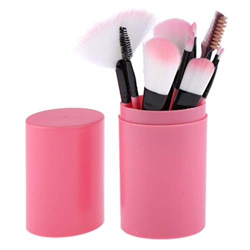 12-Piece Soft Makeup Brush Set with Wooden Handle & Storage Bucket - Portable Cosmetic Tools for Foundation, Blush, Eyeshadow - Pink (Ideal for Travel & Professional Makeup Artists)