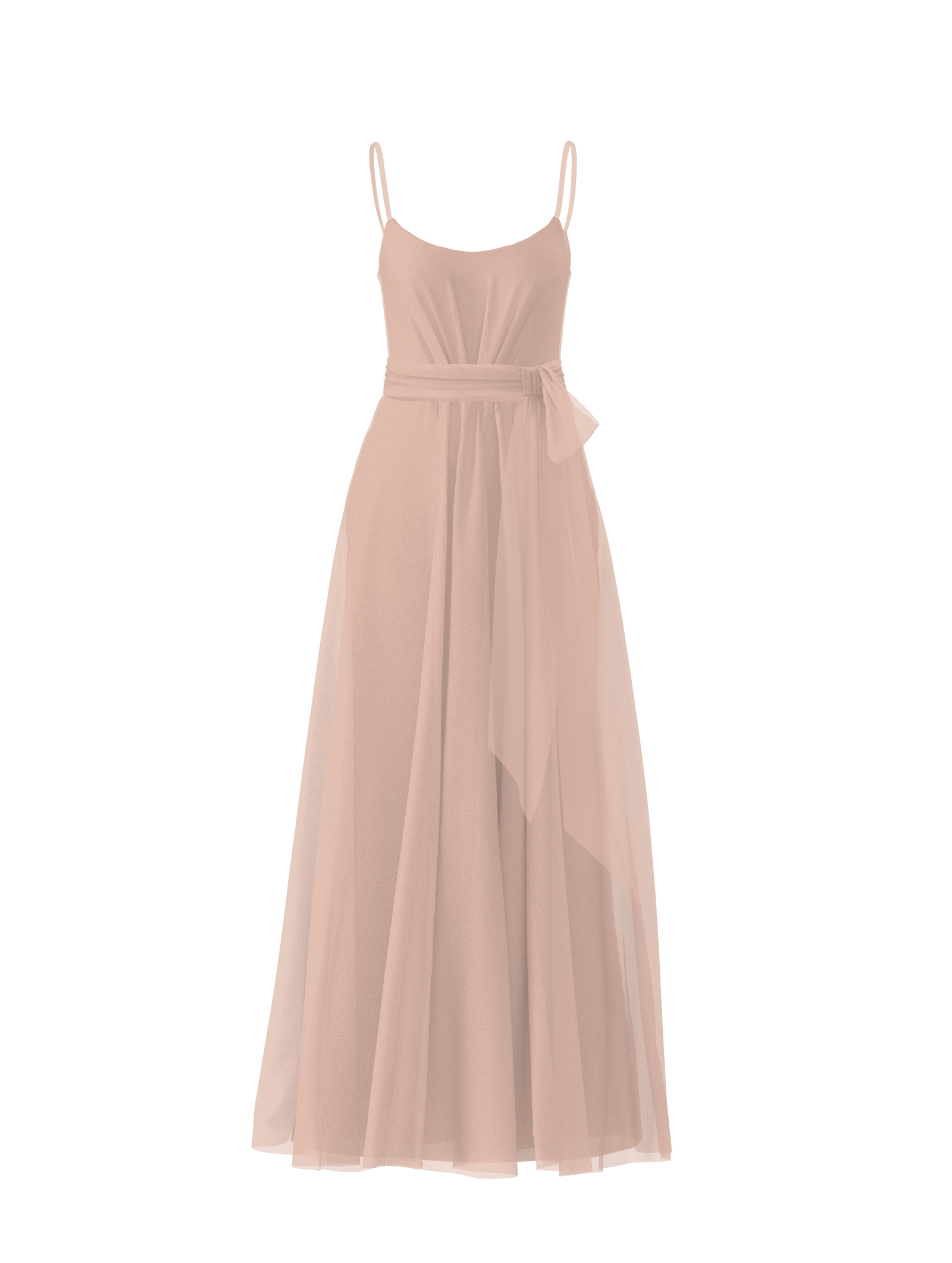 Campbell Bodice with Justine Skirt & Sash Belt in Blush - Perfect for Weddings, Prom & Formal Events
