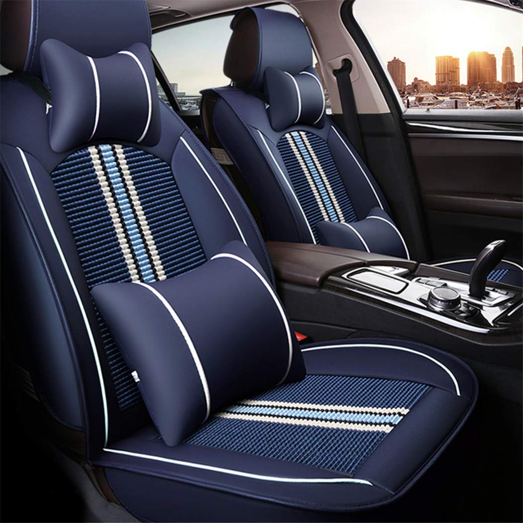 SureMart Corvette Leatherette Front Seat Covers - Airbag Compatible, Durable Car Seat Protectors, 2-Piece Set in Blue - Perfect for Daily Commutes & Road Trips