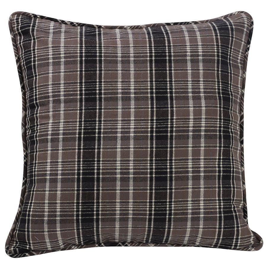 Whistler Black Gray Cream Plaid Euro Sham Pillow Cover - Classic Checkered Design for Bedroom Decor & Home Styling