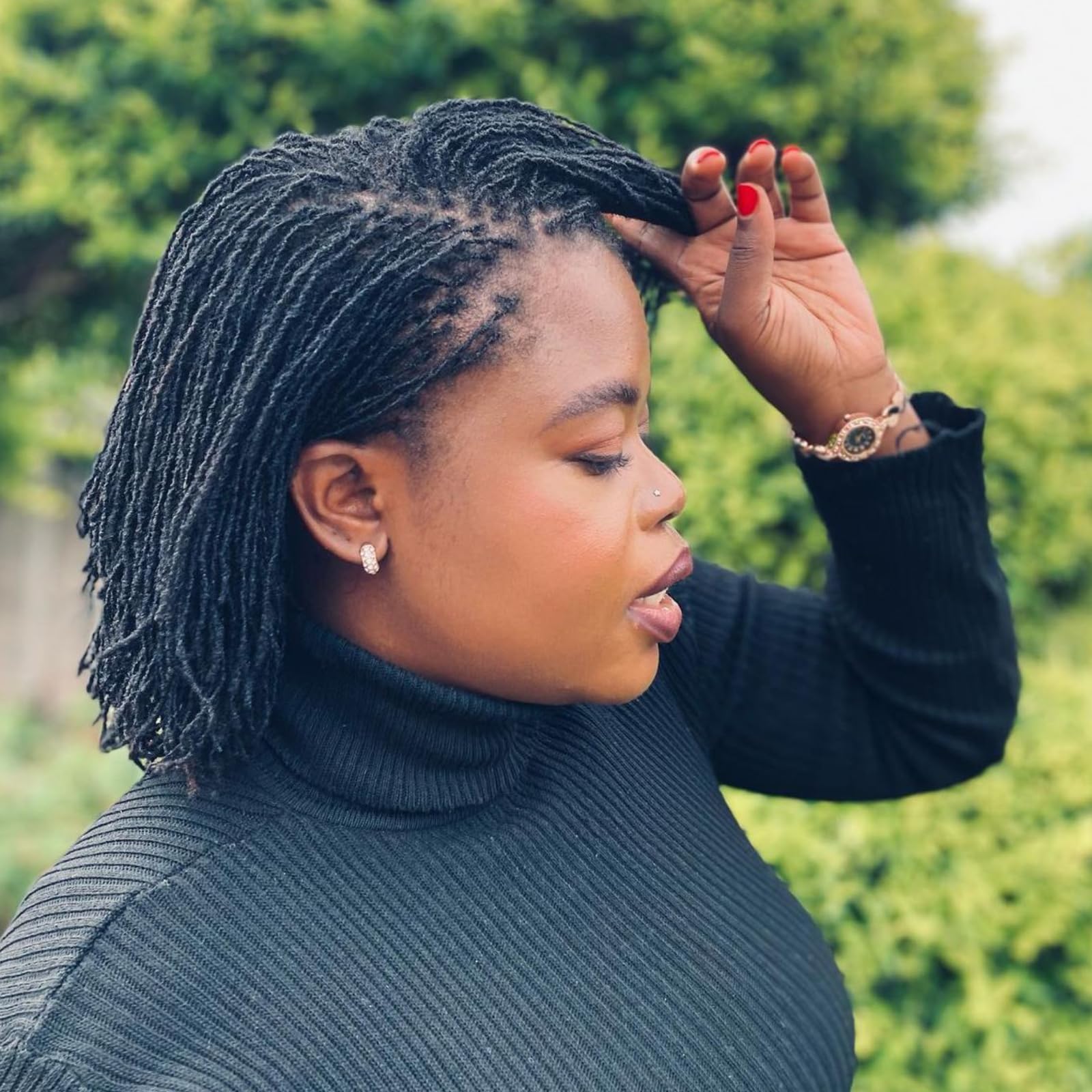 12 Inch 60 Strands 0.2cm Width 100% Human Hair Loc Extensions - Natural Black Handmade Dreadlocks for Women Men & Kids | Permanent Real Human Hair | Dye Bleach Curl & Twist Safe | Perfect for Daily Wear, Parties & Protective Styles