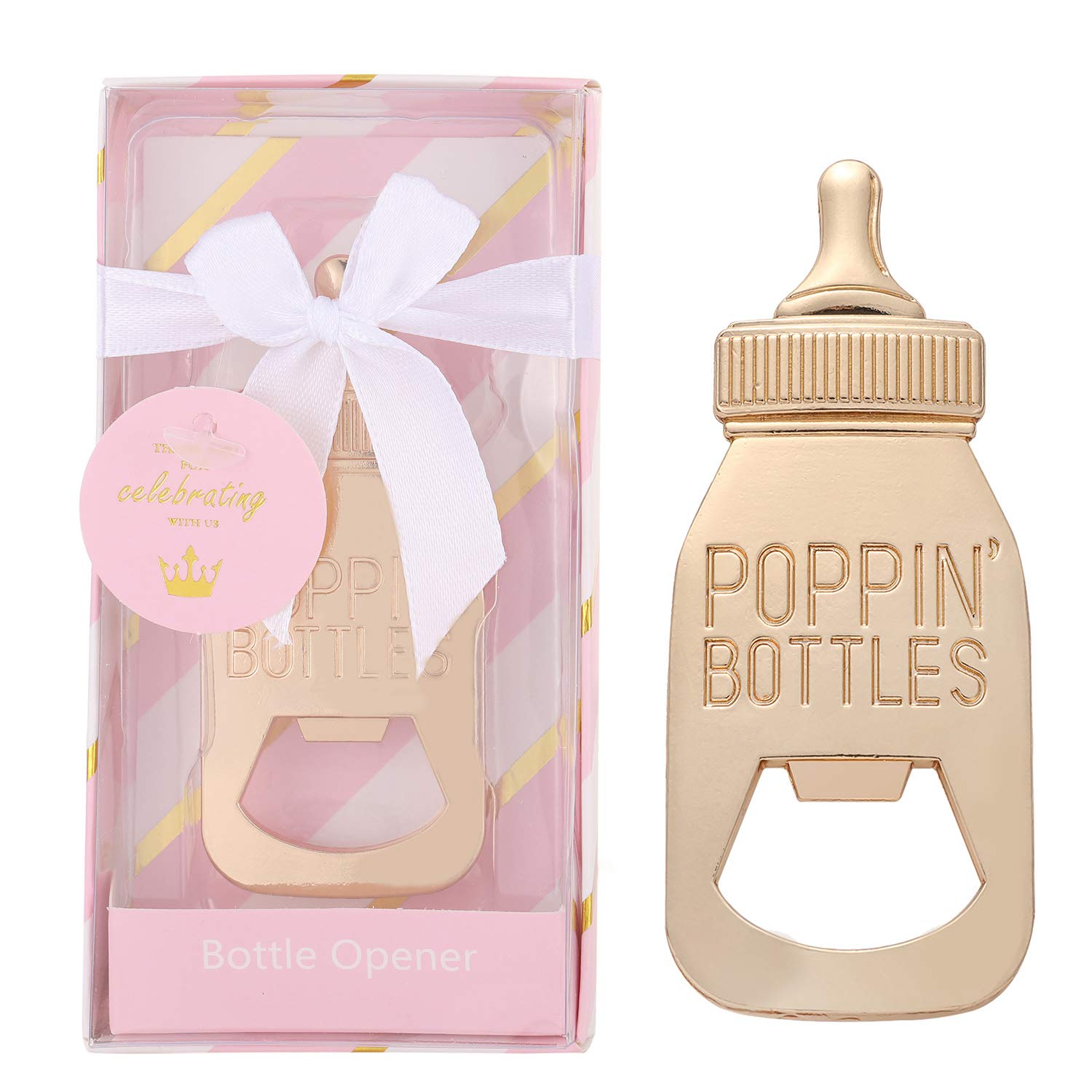 1 Pcs Pink Princess Baby Shower Favors for Girls - Elegant Bottle Opener Guest Souvenirs, Baby Shower Party Decorations & Goodie Bag Supplies (Pink & Gold) - Perfect for Newborn Celebrations, Bridal Showers & Gender Reveal Parties