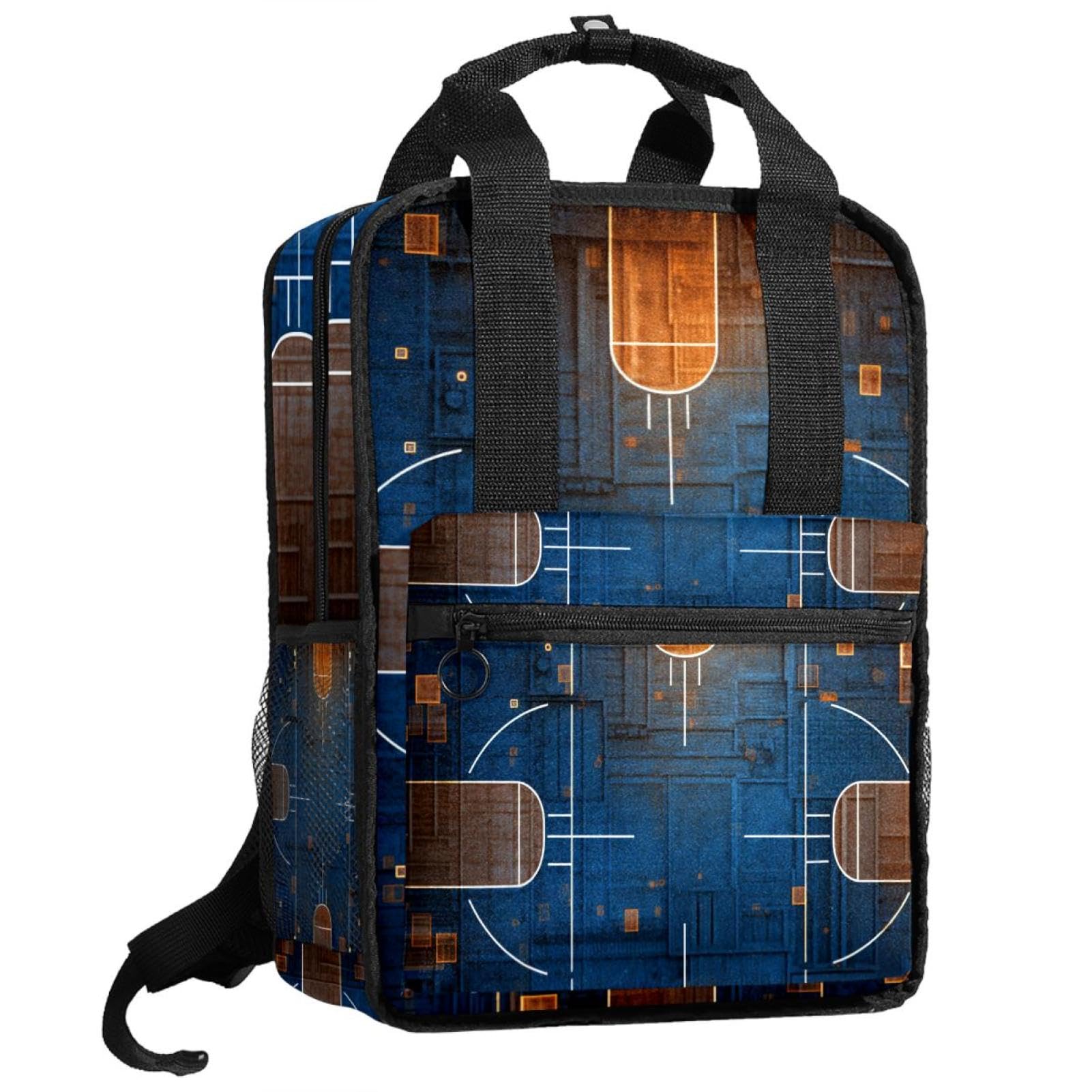 Men's & Women's Travel Backpack - Durable Art Basketball Court Design Backpack for Hiking, Gym, School & Daily Use