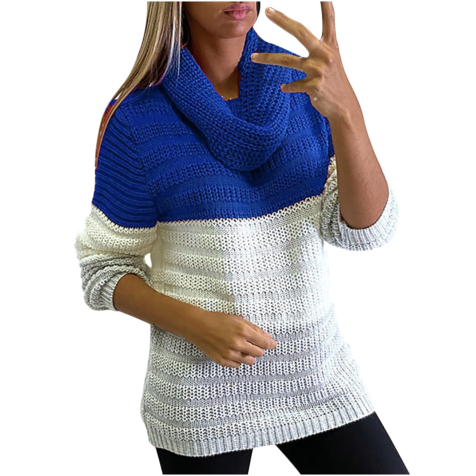 Women's Oversized Turtleneck Sweater - Classic Waffle Knit Pullover with Long Sleeves | Cozy Winter Blouse & Casual Jumper Top for Work, Date Night & Layering Outfits
