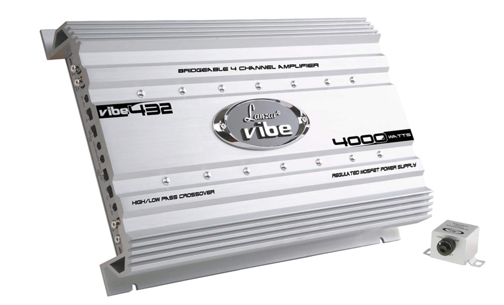 Lanzar 4000W 4-Channel Car Amplifier - Bass Control & LED for Car Audio Systems