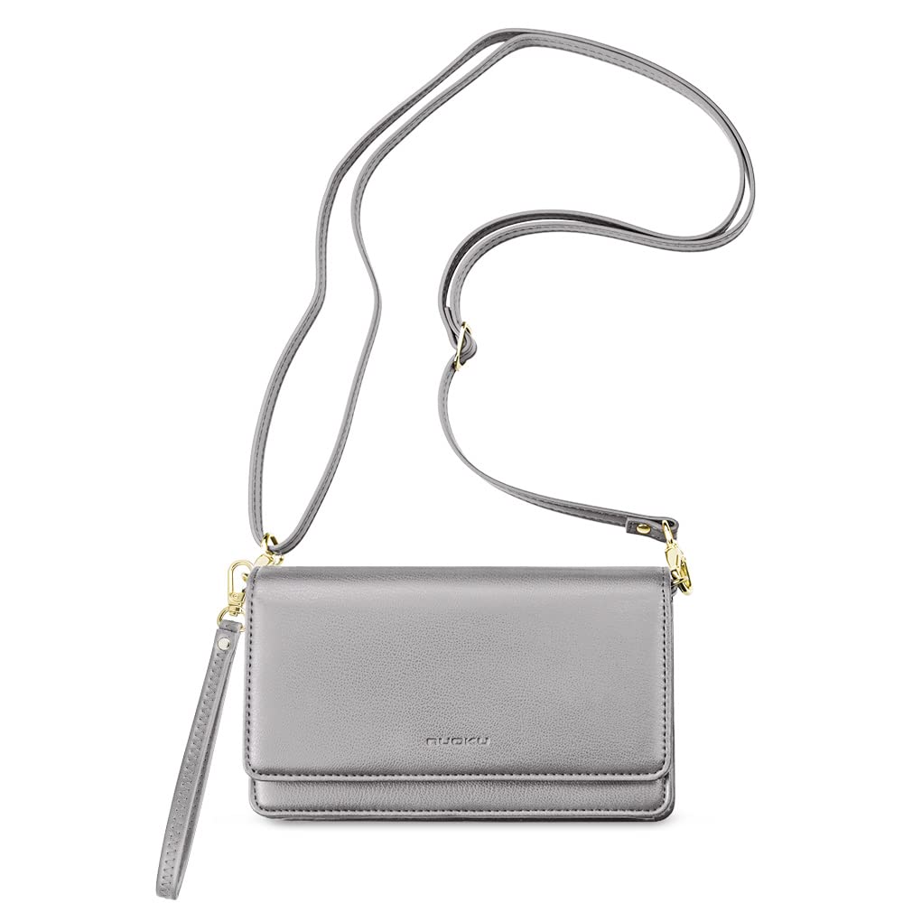 Nuoku Women's Small RFID Crossbody Purse - Compact Phone Wristlet Wallet with Detachable Strap, Card Slots & Zipper Pocket (Green) | Perfect for Travel, Shopping & Everyday Use