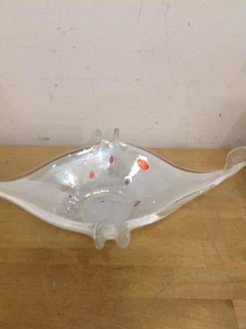 14-Inch Murano White Art Glass Bowl - Handcrafted Venetian Glass Decorative Centerpiece for Dining Table, Wedding, and Home Decor