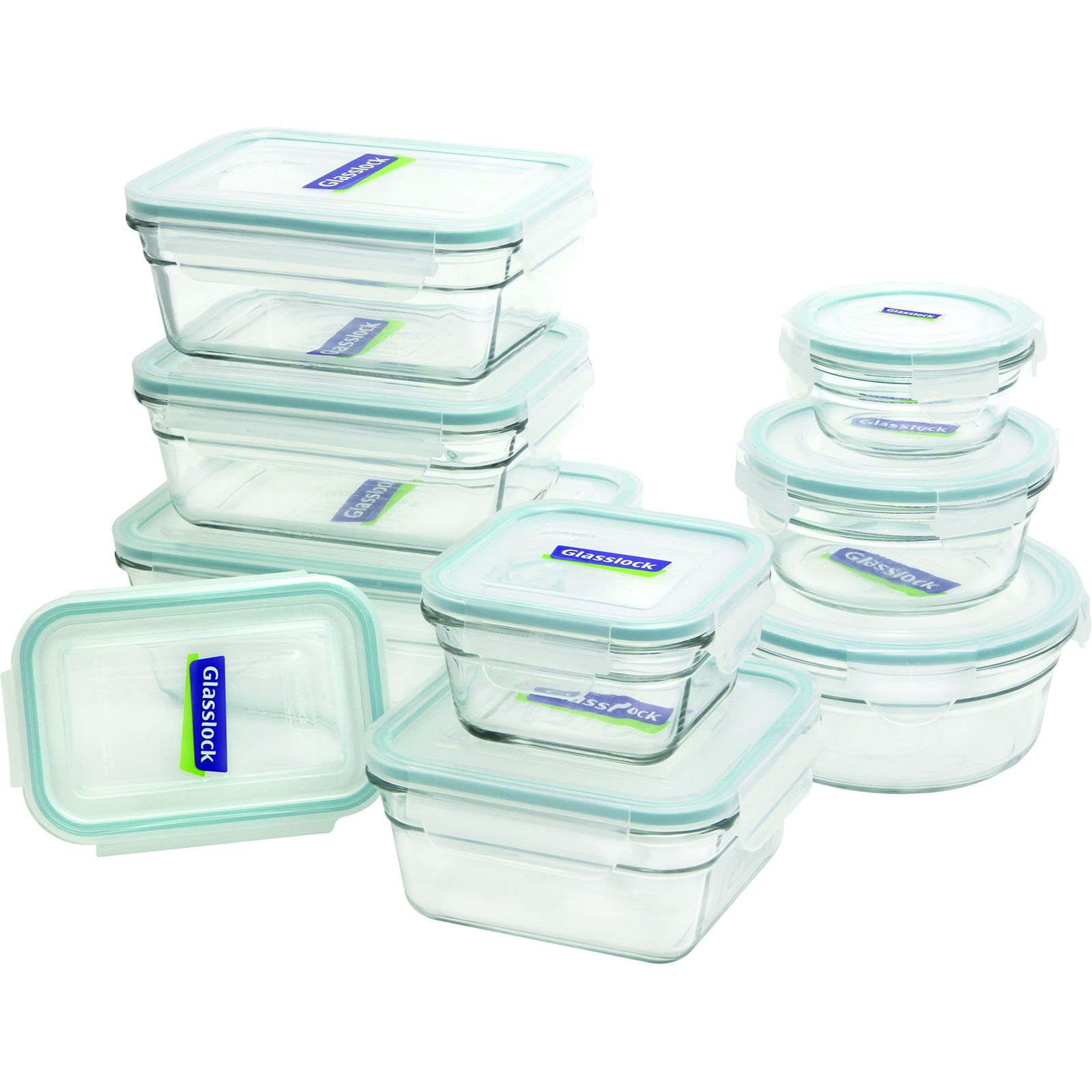Glasslock 18-Piece Assorted Oven Safe Food Storage Container Set - BPA Free, Microwave & Dishwasher Safe - Perfect for Meal Prep, Leftovers & Freezer Storage