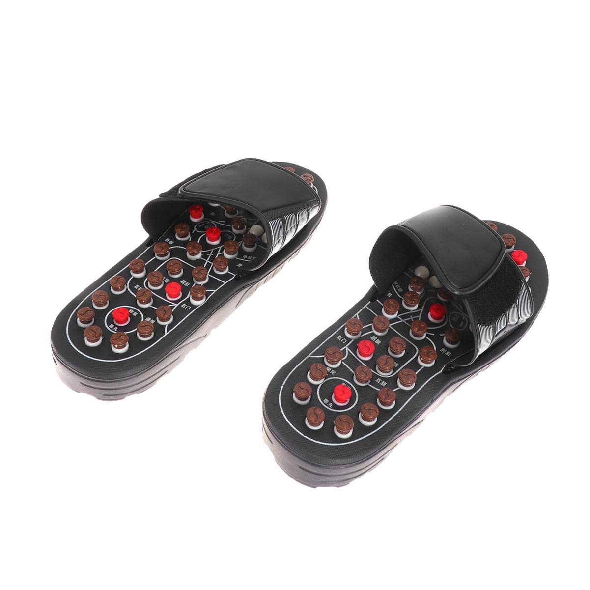SUPVOX Reflexology Massage Sandals for Foot Pain Relief - Acupressure Slippers with Acupuncture Points - Black (Size 44-45) - Perfect for Relaxation, Stress Relief & Home Spa Therapy