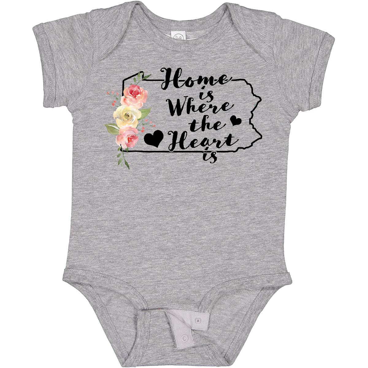 Inktastic Pennsylvania Home is Where The Heart is Watercolor Baby Bodysuit - Soft Cotton Infant Onesie for Newborns, Baby Showers & Family Photos