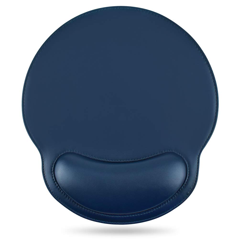Premium Leather Mouse Pad with Ergonomic Wrist Support - Memory Foam Cushion & Non-Slip Rubber Base for Pain Relief - Perfect for Office, Home, Gaming & Travel Use
