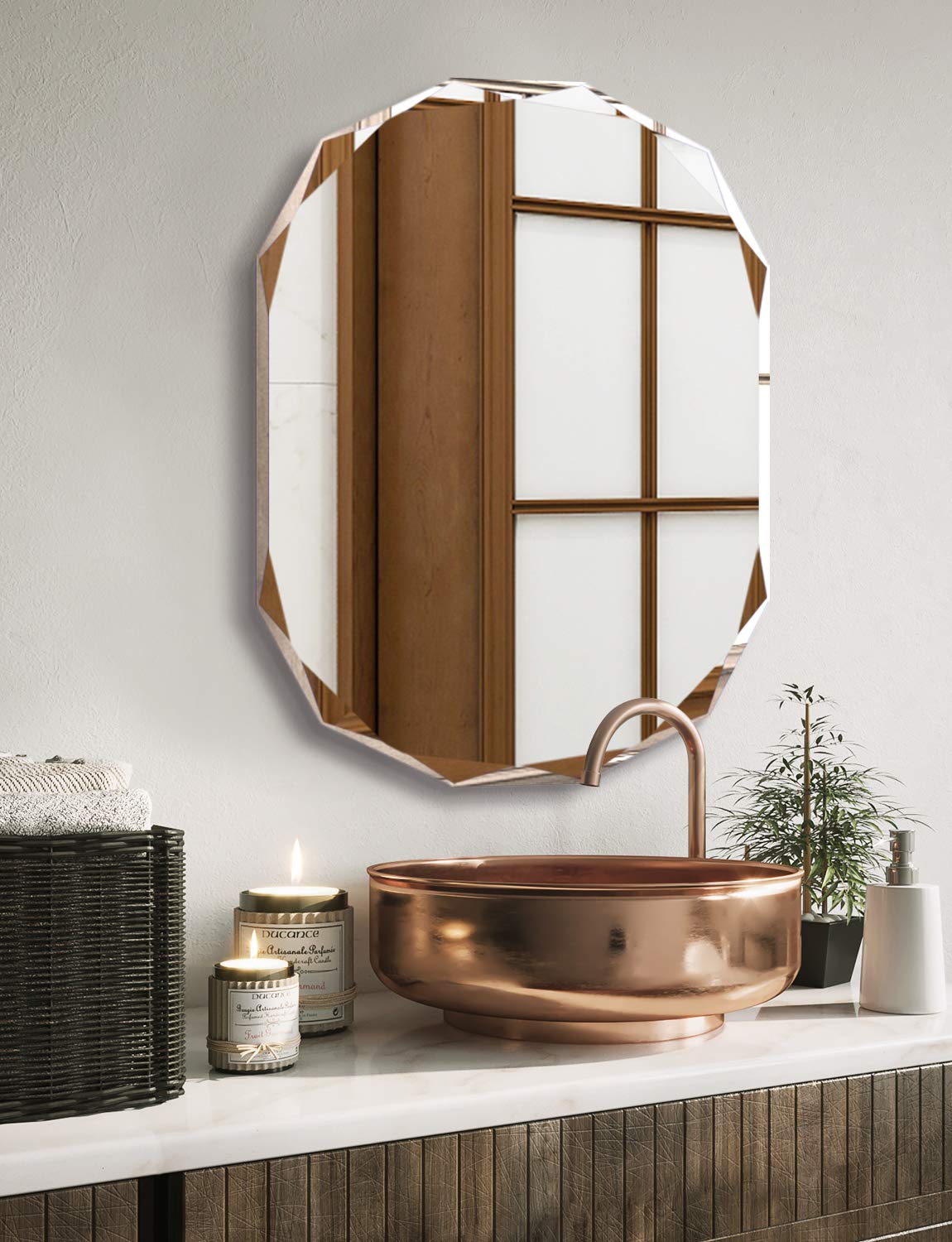 Frameless Scalloped Bathroom Mirror 20x28
