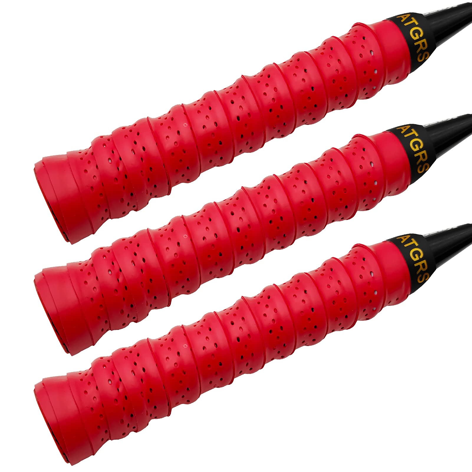 Tennis Grip Tacky Anti-Slip Overgrip Tape with Damping Ridges - 3 Pack Red for Tennis, Badminton, Pickleball Racket Handle - Perfect for Enhanced Control and Comfort in Competitive Play
