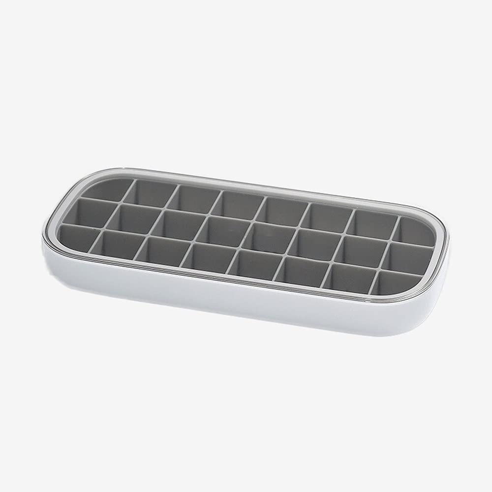 Juudoiie Silicone Ice Cube Tray with Lid - Gray Medium Size, BPA-Free Freezer Mold for Homemade Ice, Perfect for Cocktails, Smoothies, and Party Drinks at Home, Hotel, or Restaurant