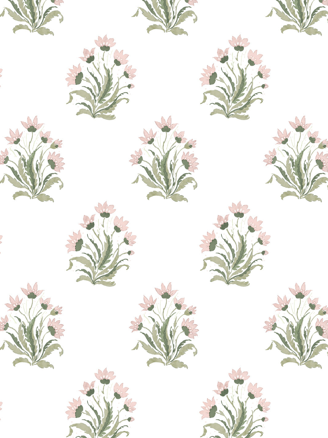 Nathan Turner Hillhouse Block Print Small Wallpaper - Pink & Green Floral Design for Bedroom, Living Room & Nursery Decor