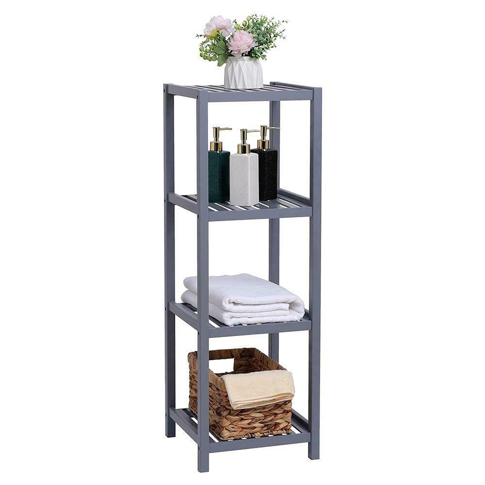 4-Tier Bamboo Shelf Storage Rack - Space Saving Bookcase & Organizer for Home, Office, Bedroom & Bathroom - Perfect for Books, Decor & Wall Storage