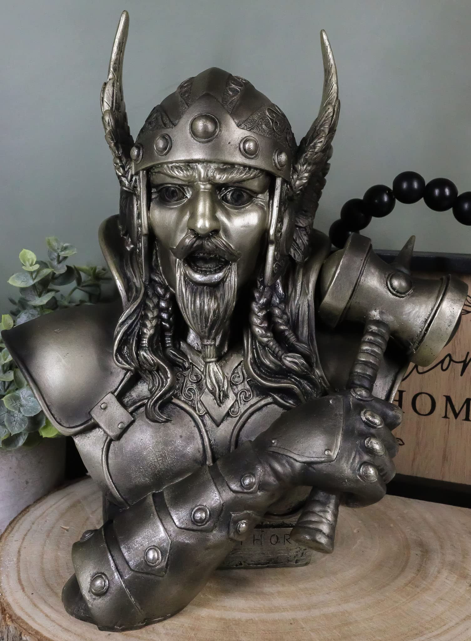 Ebros Large Thor Odinson Wielding Mjolnir Hammer Bust Statue 11