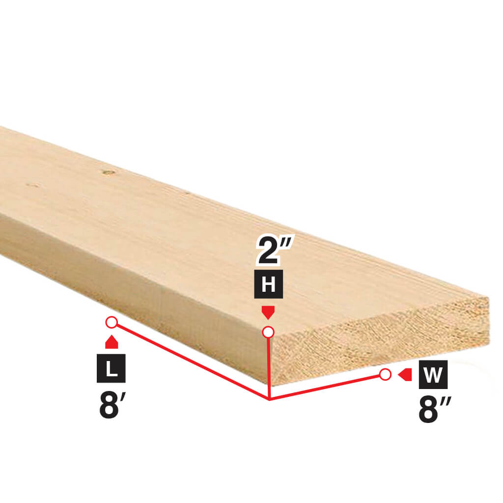 2 in. x 8 in. x 8 ft. Premium Spruce Lumber - Durable Construction Wood for Framing, Decking, and DIY Projects - Perfect for Home Improvement and Outdoor Building