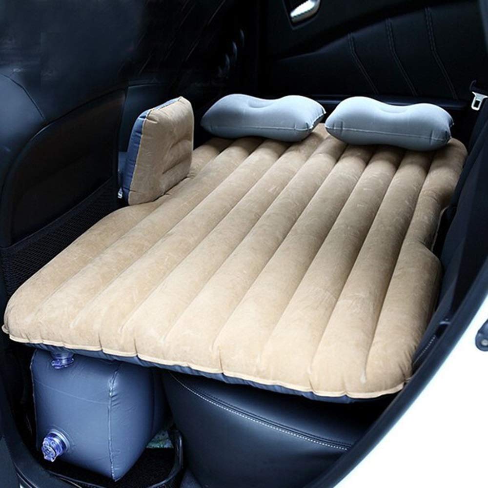 Car Back Seat Air Mattress - Inflatable Travel Bed with Oxford Fabric, Beige - Perfect for Road Trips, Camping, and Overnight Stays