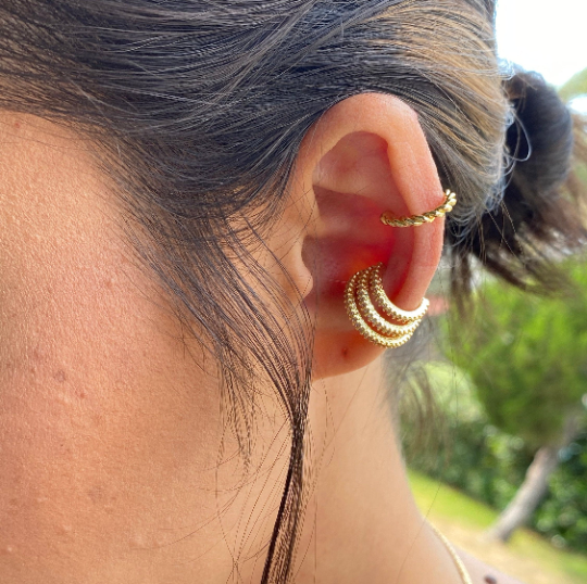 18k Gold Filled Cubic Zirconia Ear Cuff - 3 Layer CZ Ear Cuff Jewelry for Women | Wholesale Bulk Jewelry Supplies | Perfect for Parties, Weddings & Special Occasions